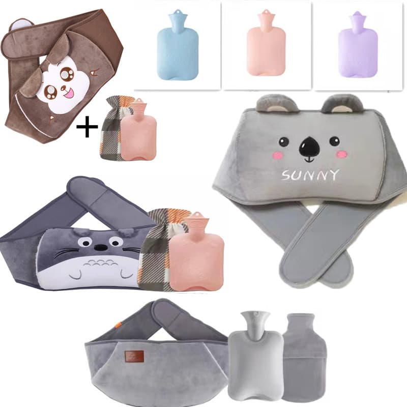 [Three-piece set] Refillable warm waist belt with hot water bag, multi-purpose waist/abdominal/hand warmer