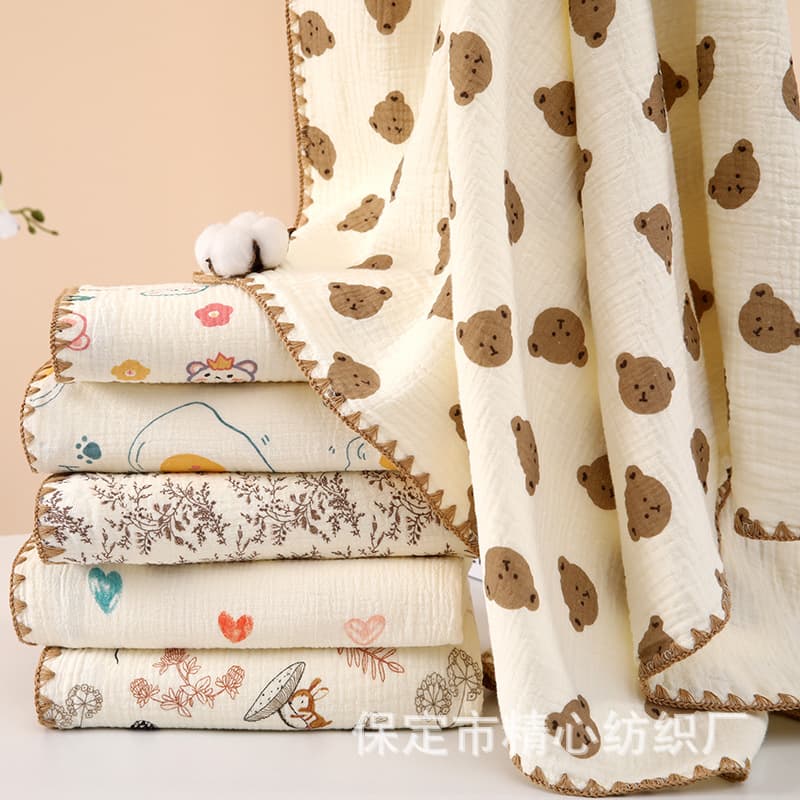 Newborn Gauze Bath Towel Baby Delivery Room Wrap Soft Breathable Four-Layer Crepe Blanket Infant Swaddle Blanket