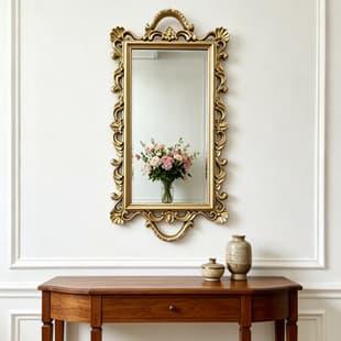 French Vintage Palace Relief Gold Irregular Mirror Vanity Mirror Decorative Wall Hanging Photo Tray Mirror
