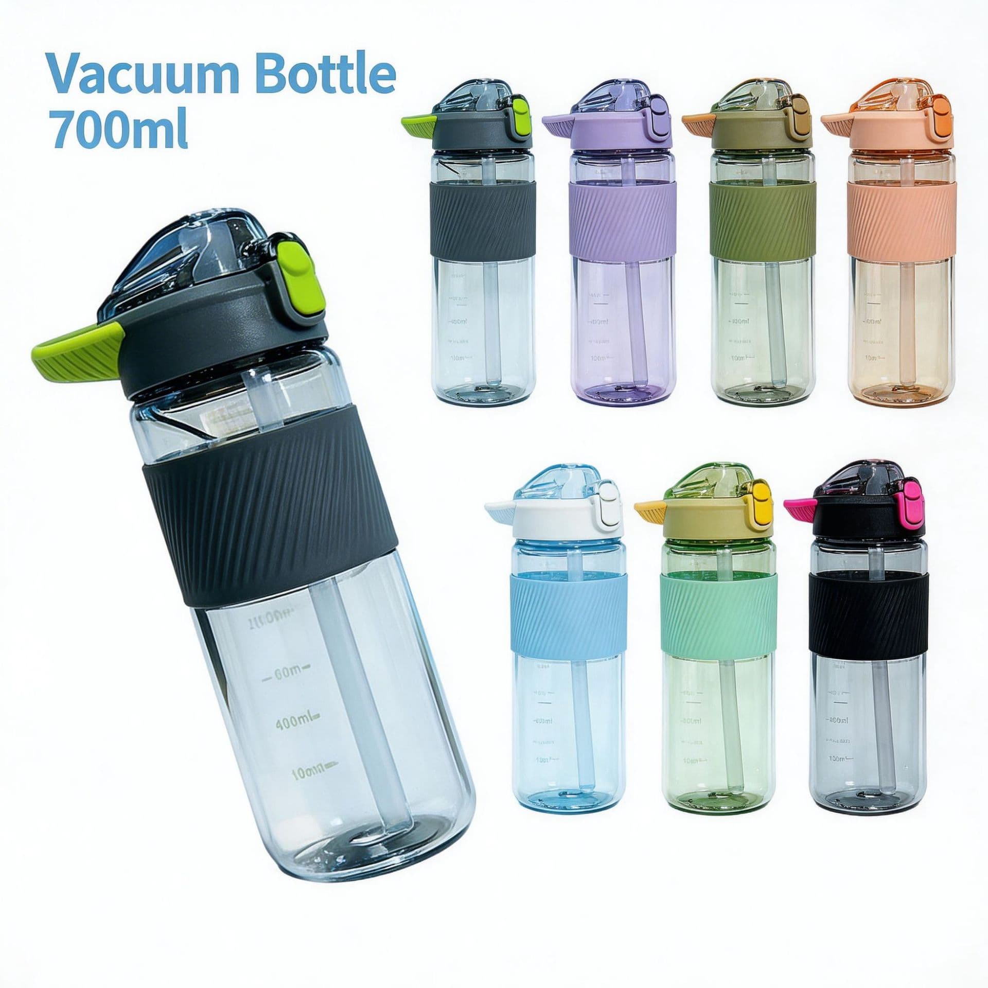 High temperature resistant large capacity frosted outdoor sports double-layer plastic water cup for men and women portable student water bottle silicone straw