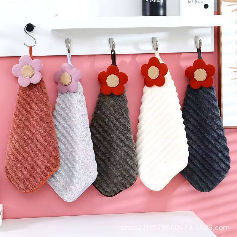 Hanging Hand Towel, Kitchen Absorbent Coral Fleece Small Towel, Home Quick-Dry Bathroom Hand Towel, Free Shipping