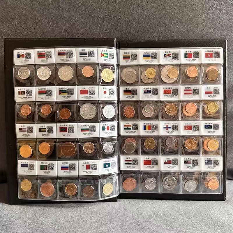 World Coin Authentic 60 Foreign Coins from Various Countries Complete Collection Red Envelope New Year Gift Album