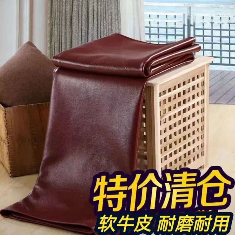 Premium Water Buffalo Hide Mat, Thickened Synthetic Leather Mat, Double Bed Foldable Soft Mat Three-Piece Set, Wear-Resistant and Mold-Proof