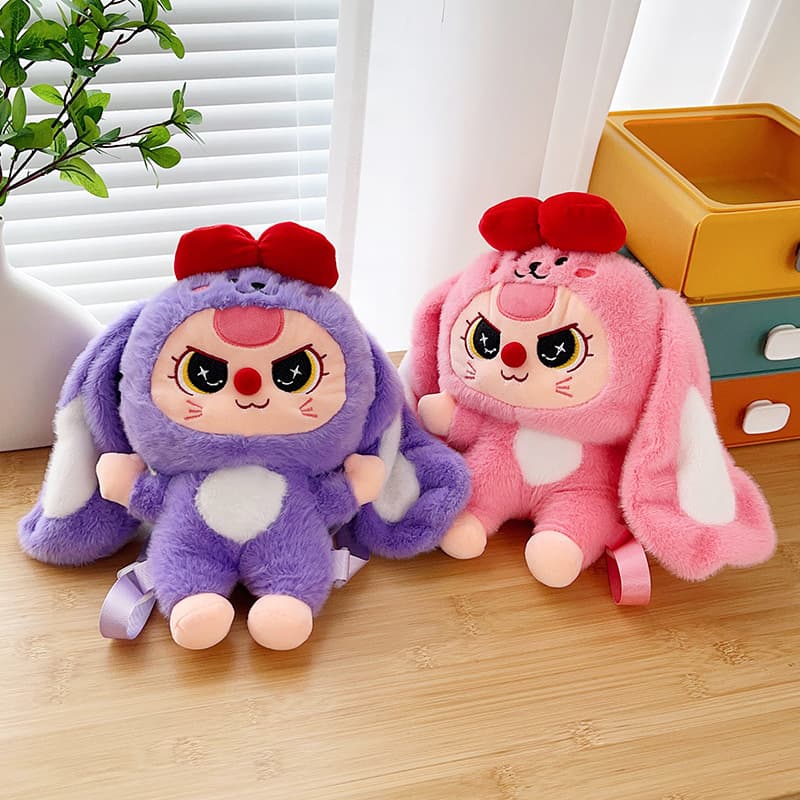 New Cross-Border Three-Year-Old Plush Toy Backpack Cute Girly Heart Double Shoulder Bag Claw Machine Doll Girl Gift