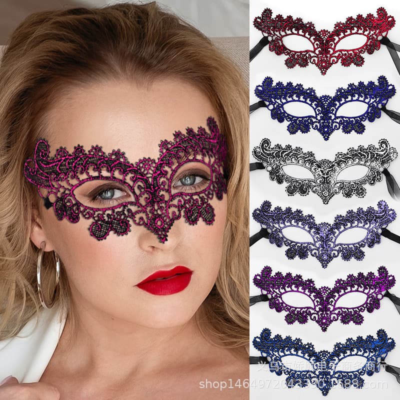 Cross-border Exclusive Halloween Gold-Stamped Lace Mask Black Eye Mask Adult Half-Face Princess Party Ball Mask