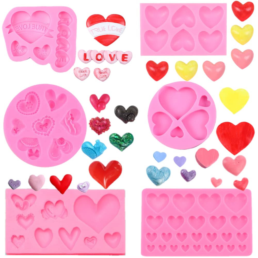 DIY Chocolate Fondant Cake Heart Candy Decoration Baking Pastry Silicone Mold Heart Resin Mold