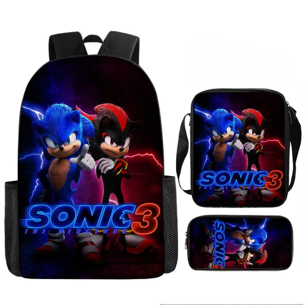 Sonic Backpack for Elementary School Students, Lightweight, Large Capacity, Spine-Protecting, Sonic Cartoon Anime Backpack