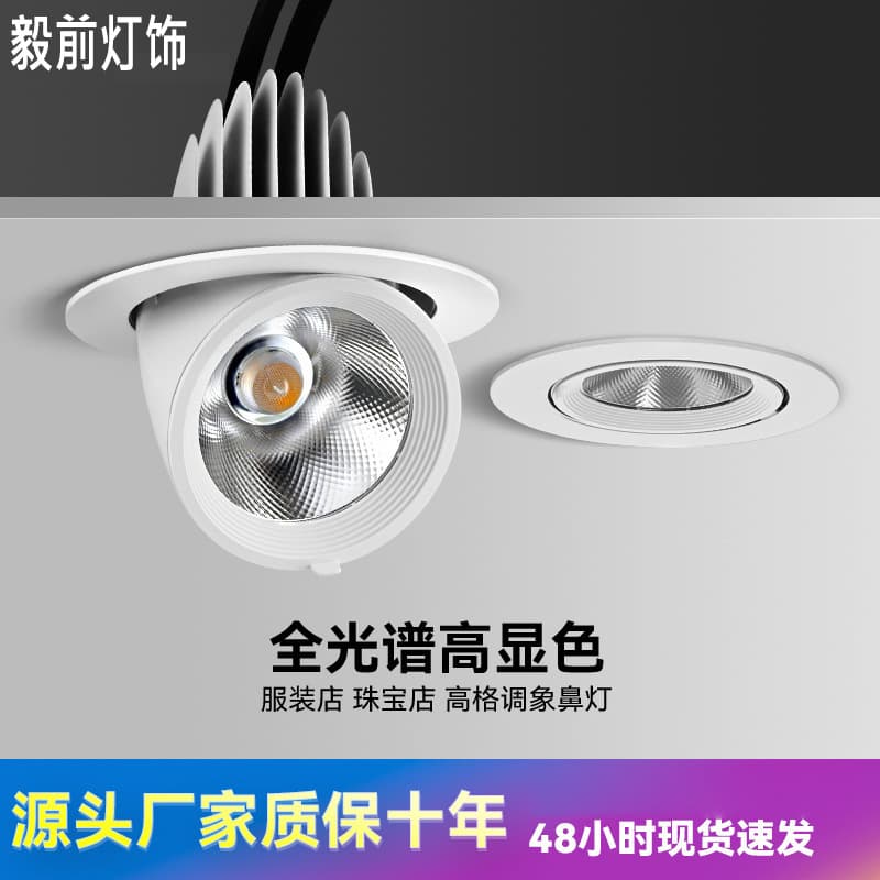 COB Adjustable LED Recessed Ceiling Spotlight for Clothing Stores, Living Room, Shoe Store Wall Washing
