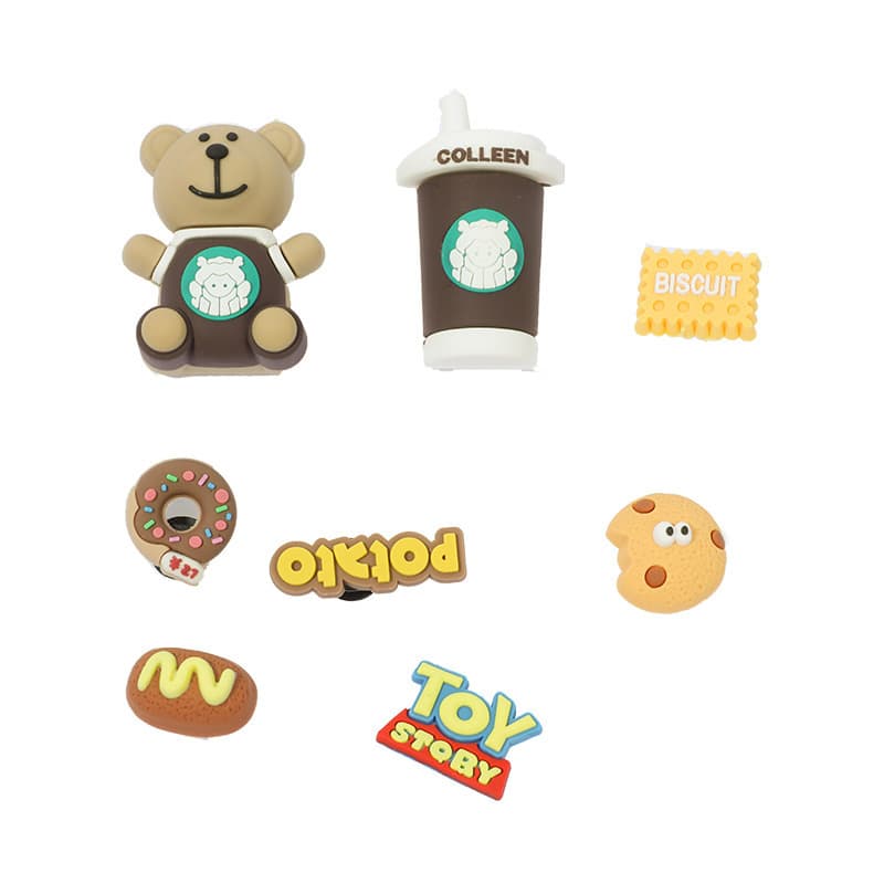 Shoe Accessories Crocs 3D Cute Coffee Bear New Crocs DIY Decoration Set