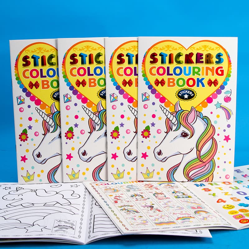 A5 Cartoon Unicorn Coloring Book Cute Kids Drawing Book 2 Stickers School Supplies Creative Activity For Children