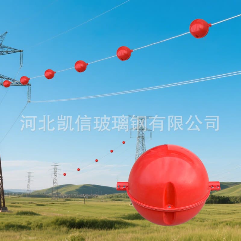 FRP aviation warning balls specifically for overhead power lines, corrosion-resistant, weatherproof, long-lasting warning facilities.