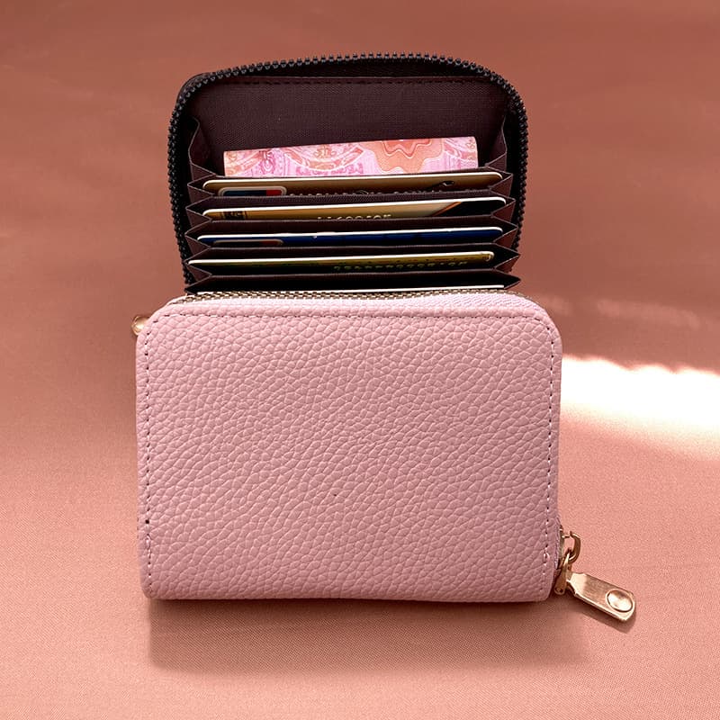 Handheld Lychee Pattern 9-Card Holder Large Capacity Bank Card Credit Card Women's Compact Accordion Card Holder Urban Minimalist