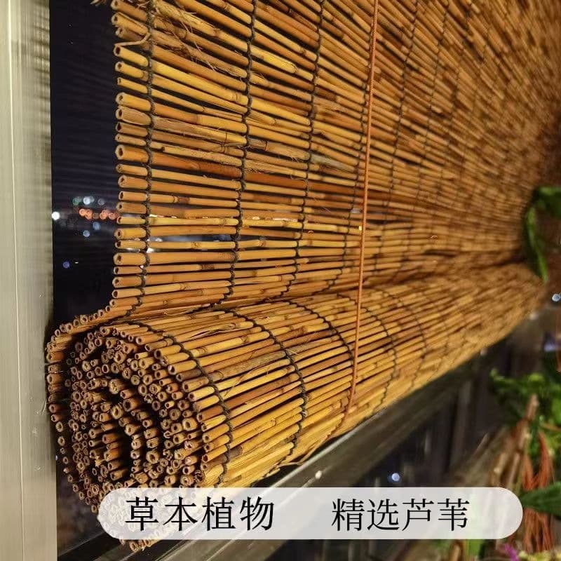 Carbonized Reed Blinds Partition Straw Roll-up Bamboo Blinds for Farmhouse Retro Office Decoration Sunshade Blinds