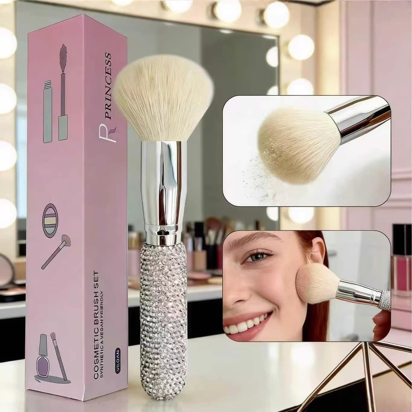Amazon TUME Light Luxury Diamond Makeup Brush Loose Powder Brush Angled Brush Blush Brush