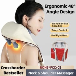 Neck and Shoulder Massager, Cervical Massager, Massage Shawl, Wireless Trapezius Massager, Heat Therapy Neck Kneading, Customizable for Seniors