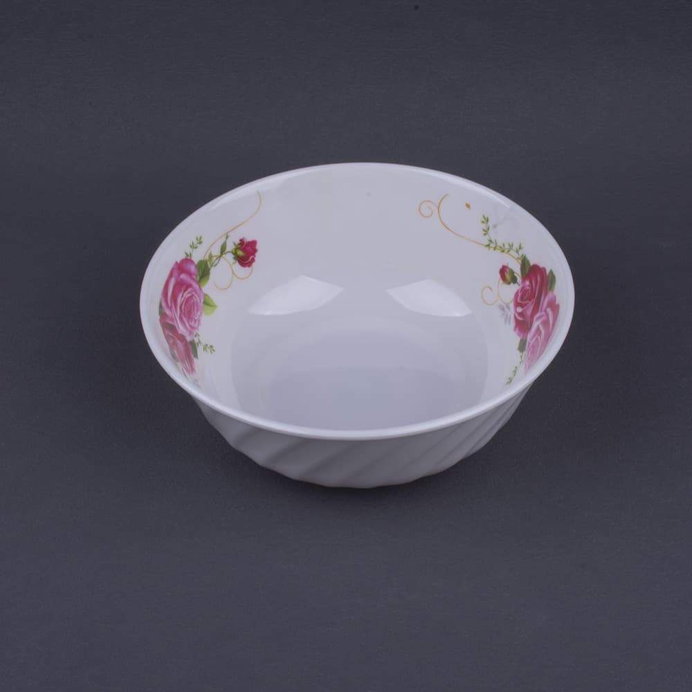 White Printed Decal Dinnerware Melamine Bowl 8 Inch Outer Pattern Diagonal Bowl Soup Bowl Face Bowl Floral Bowl Modern Simple Style