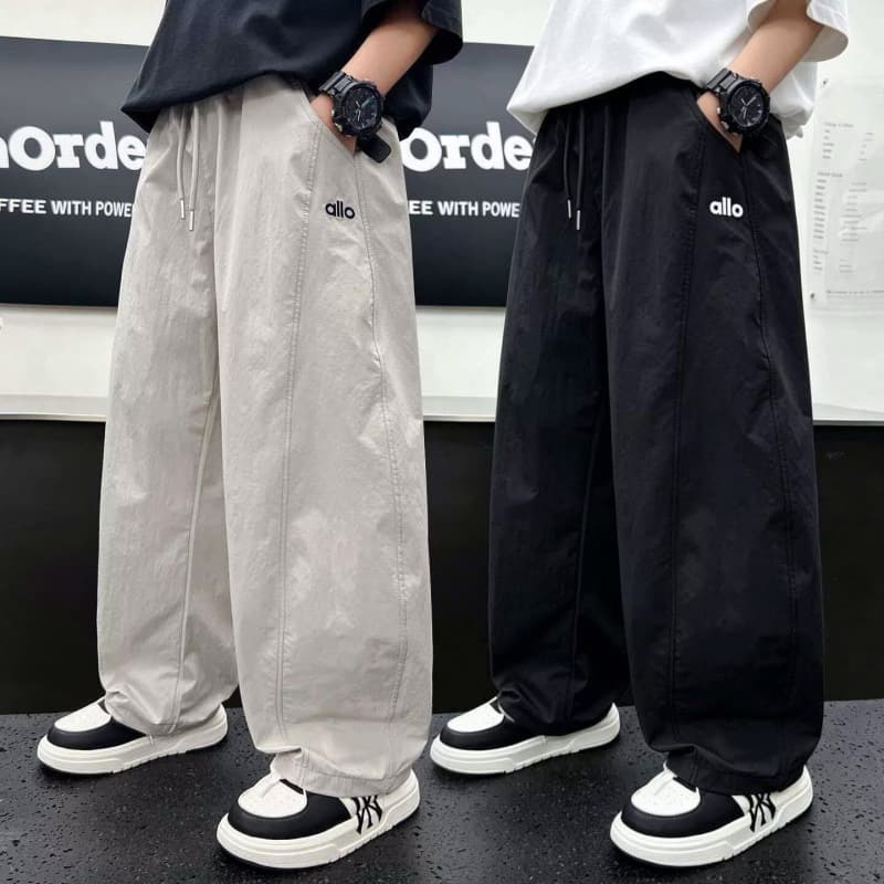 Boys Quick-Dry Wide-Leg Casual Pants 2026 New Style Streetwear for Kids Teenagers Summer Thin Long Pants