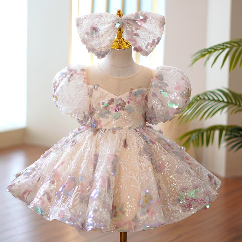 Children's Princess Wedding Dress Flower Girl Little Girl Gown Hostess Girl Dress Baby Birthday Gown