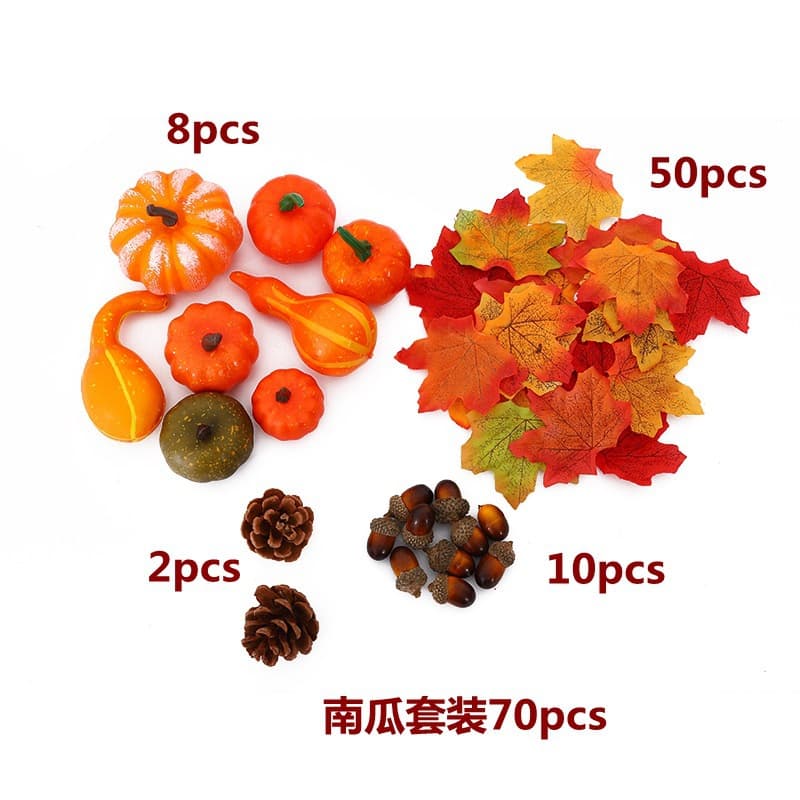 Amazon In-Stock Artificial Pumpkin Halloween White and Yellow Pumpkin Model Harvest Christmas Decoration Wreath Accessory