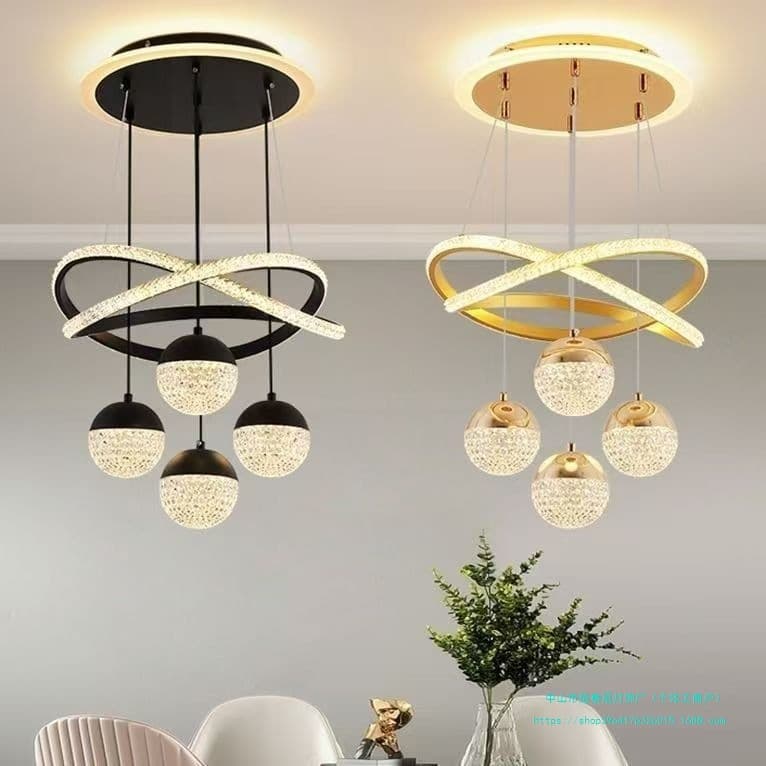 Nordic style fishline iron chandelier 8-10m² home remote control adjustable color temperature smart restaurant bar