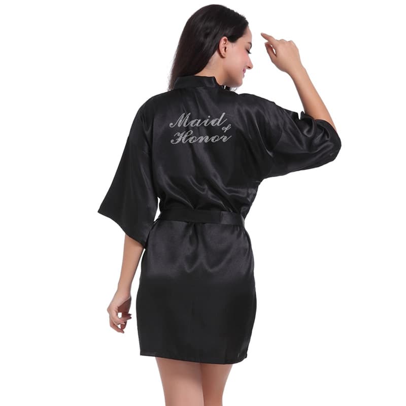 MaidofHonor Best Friend/Sister Thin Cardigan Robe with Rhinestones - Chief Bridesmaid Wedding Morning Robe - Princess with Sparkling Diamonds