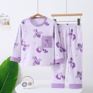 Children's Homewear Pajama Set Spring/Autumn Round Neck Long Sleeve T-Shirt Set for Boys and Girls Anyang Kids Clothing