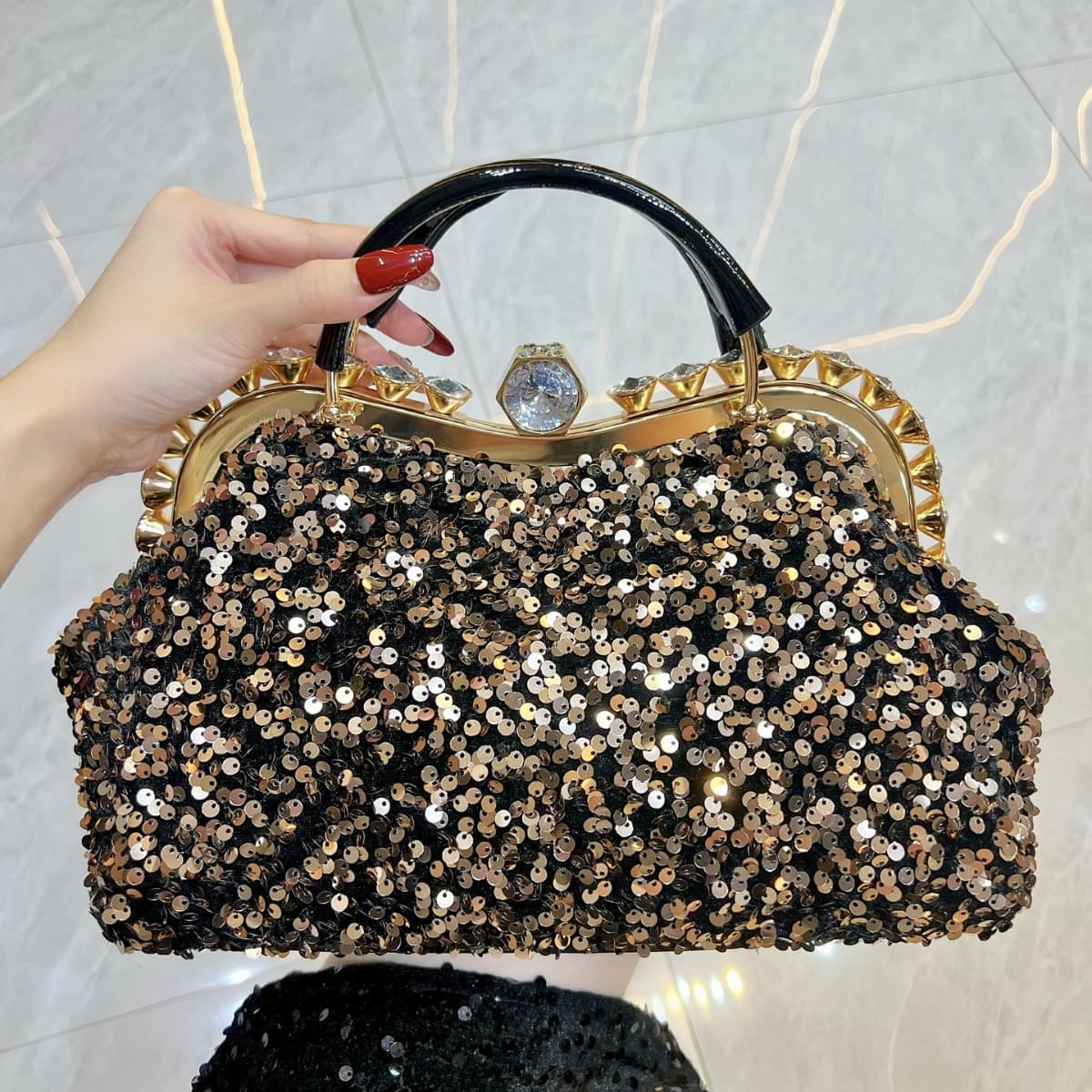New style bag for women, large capacity, ladies handbag, diamond-encrusted dinner banquet large bag, fashionable sequined shoulder crossbody bag