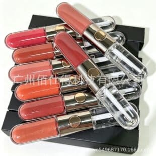 In Stock Double-ended Lip Glaze Lipstick Raincoat Non-fading Non-stick Cup Long-lasting Mirror Water Light Lip Color Nude Lip Gloss
