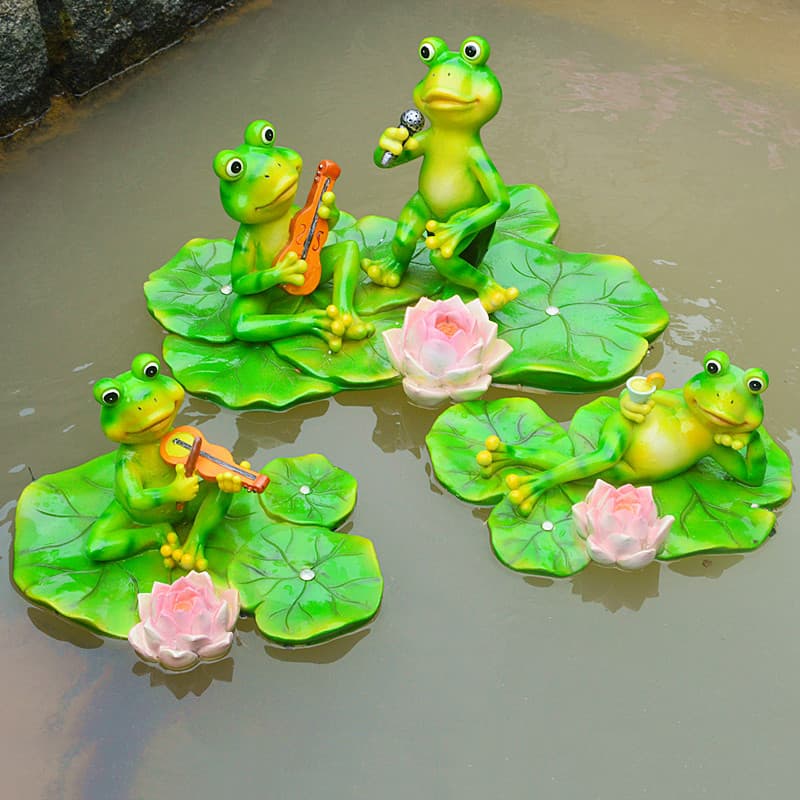 Floating Frog Reading Book Ornament for Pond, Garden Fountain, Fish Tank, Courtyard, Rockery, and Garden Decoration