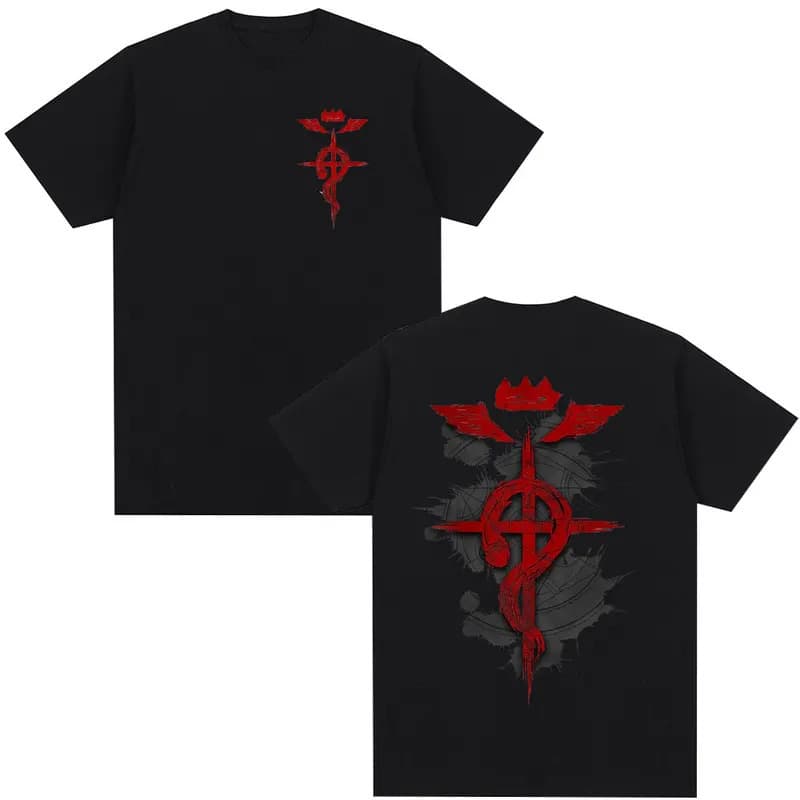 【Cross-border EU Size】Anime Fullmetal Alchemist Logo T-shirt Men Women