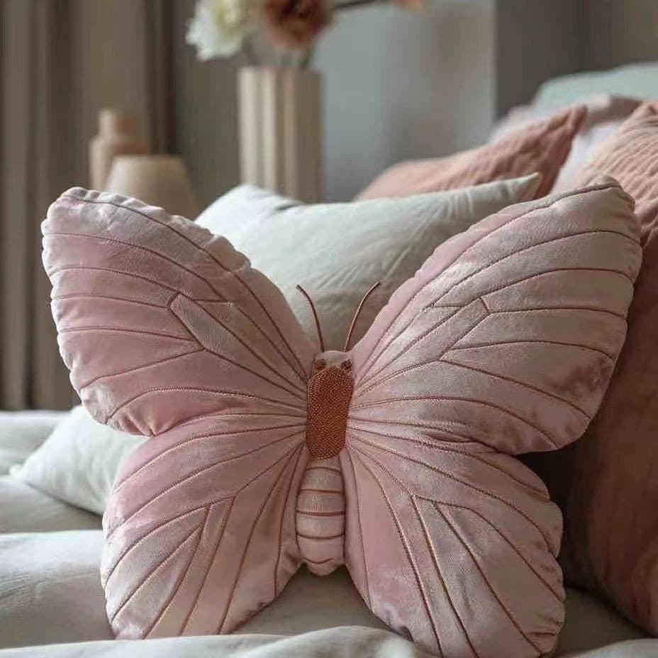 Girly Heart Butterfly Cushion Cute Original Ins Cushion Soft Pink Butterfly Cushion Bedside Cushion