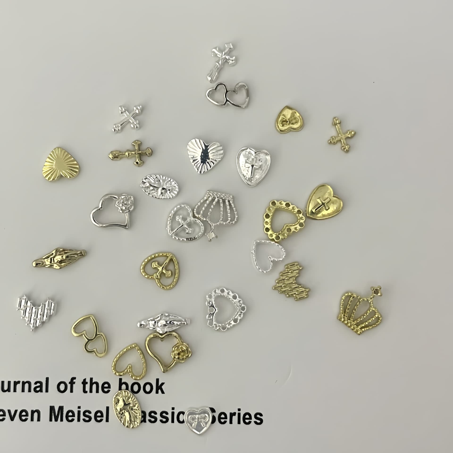 Cross-Border Alloy 3D Love Cross Nail Art Jewelry Hollow Peach Heart Nail Accessories Wearable Nail Decoration Wholesale