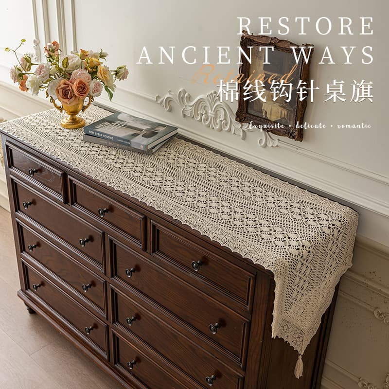 French Vintage Table Runner Atmosphere Tablecloth Coffee Table High-End Decorative Cloth Sideboard TV Cabinet Long Cover Cloth