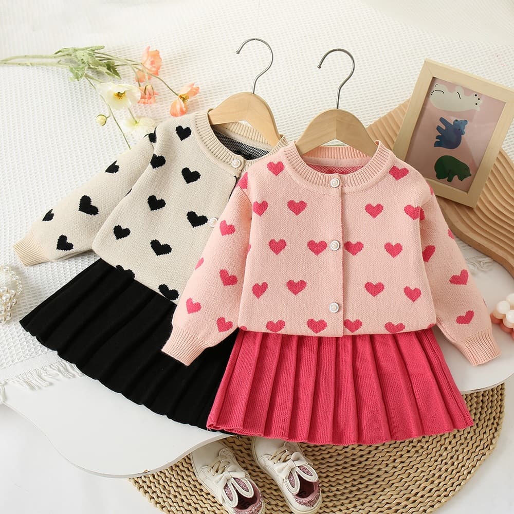 2024 New Children's Sweater Skirt Small Knitted Korean Version Trendy Western Style Two-piece Set for Girls Autumn and Winter New Style
