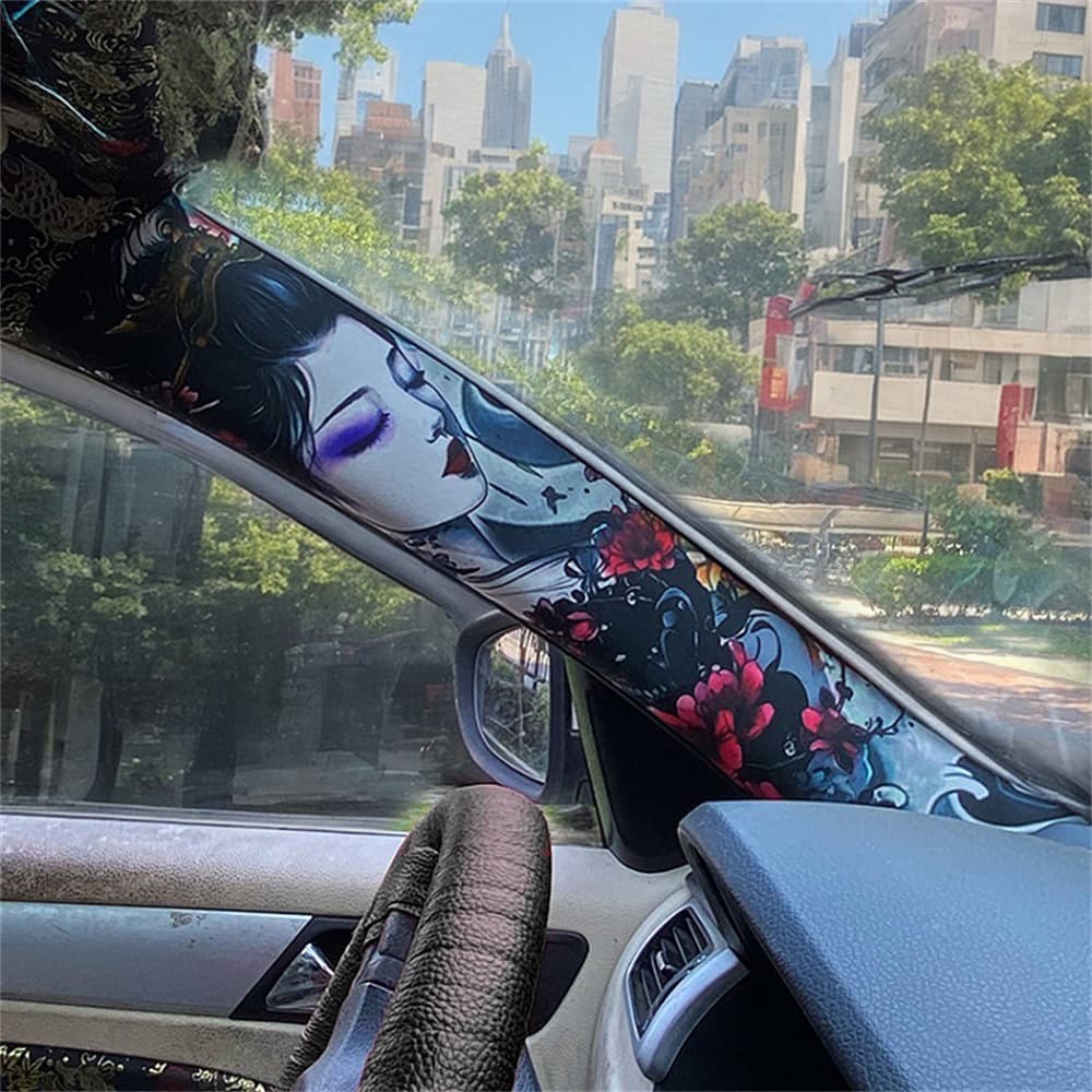Cross-border New Car Interior Decals Modified AB Pillar Refurbished Decals Self-Adhesive Cloth Creative Personality Automotive Supplies