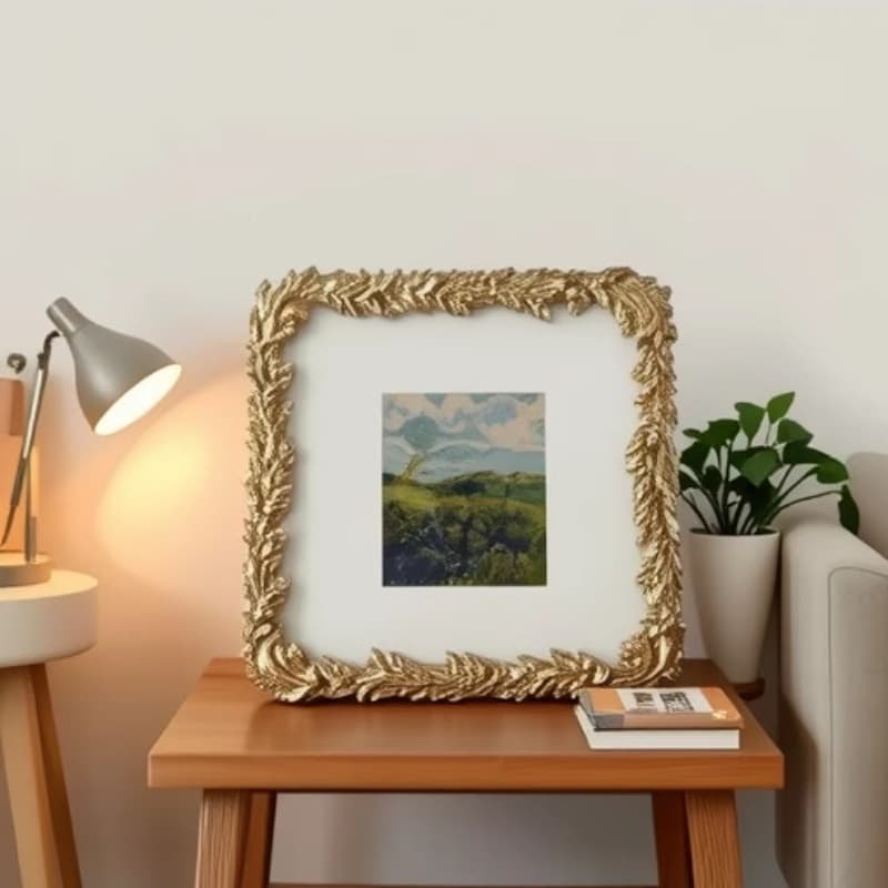 Eco-friendly 3D Original Fashion Light Gold Metal Photo Frame, Model Room Soft Decoration Display Piece Metal Photo Frame