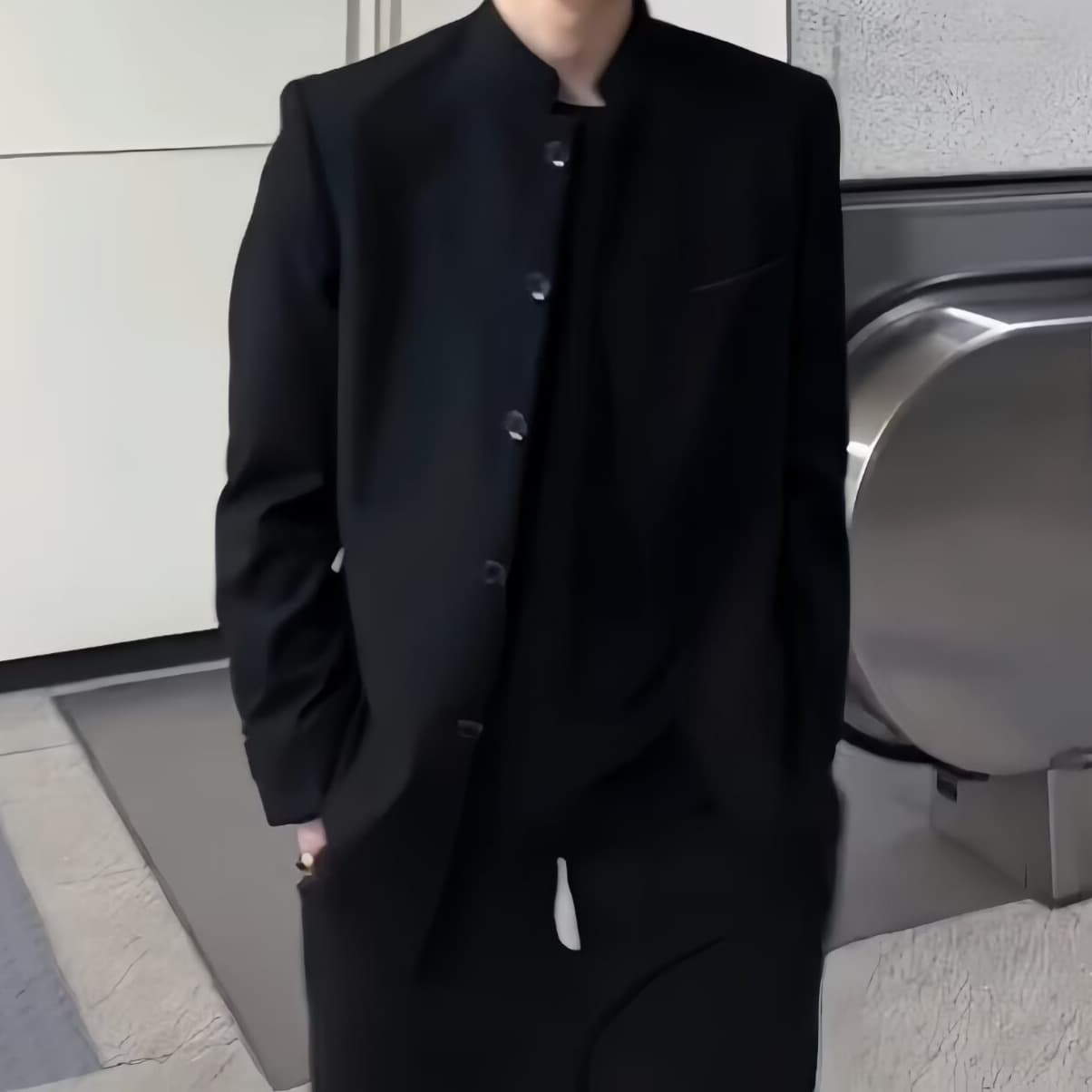 High-end Minimalist New Chinese Style Zhongshan Suit Blazer, Men's Autumn and Winter Casual Chinese Style Stand Collar Suit Top