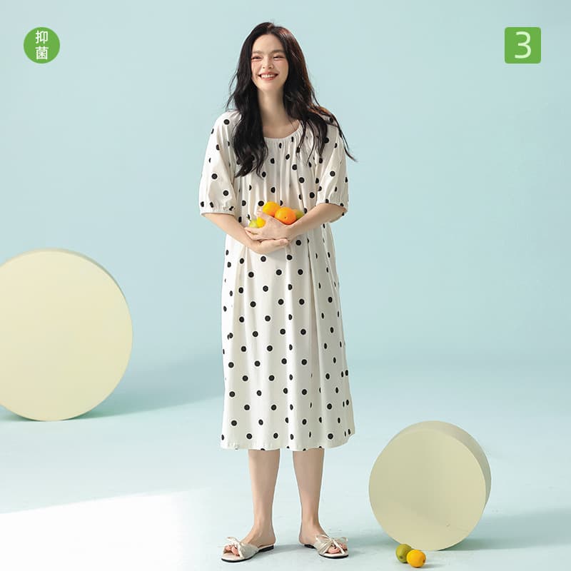 [Antibacterial Xinjiang Cotton] Class A Pure Cotton Nightgown for Women Summer Short Sleeve Dress Long Loungewear Plus Size Pure Desire