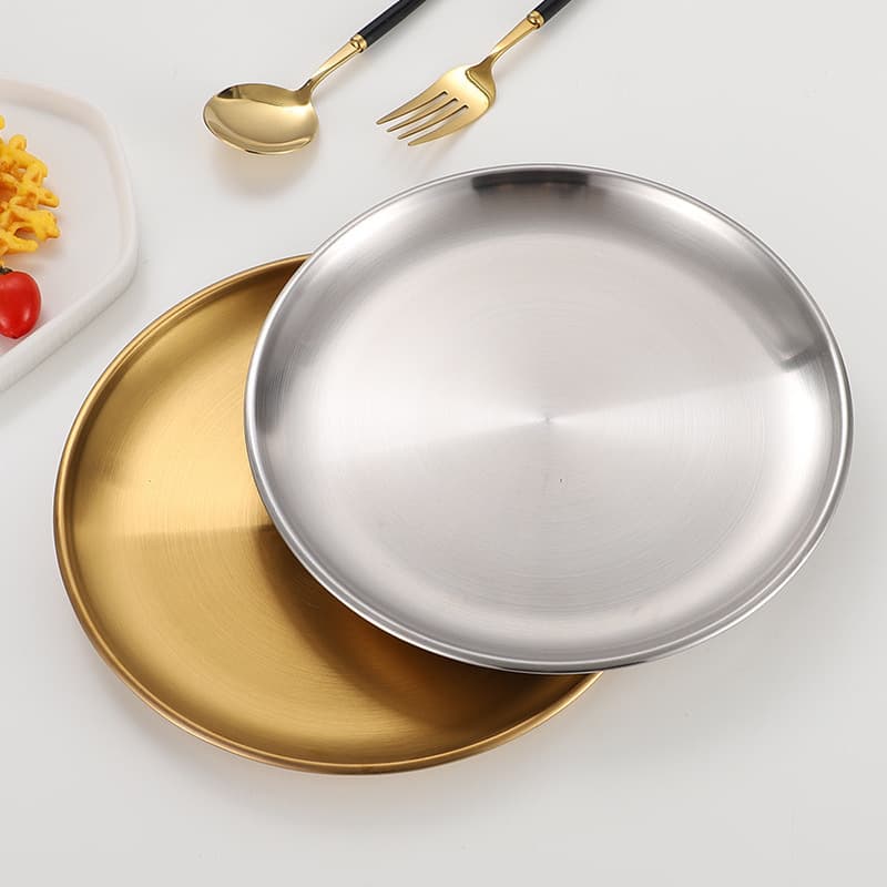 304 Stainless Steel Korean BBQ Plate, Craft Tray, Cake Round Plate, Western Food Plate, BBQ Fruit Plate