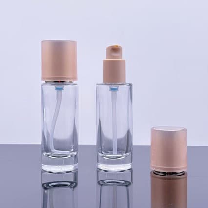Manufacturer Stock 30ml Foundation Liquid Transparent Glass, Lotion Bottle Straight Round Pink Cover Pump Bottle, Refill Bottle Wholesale