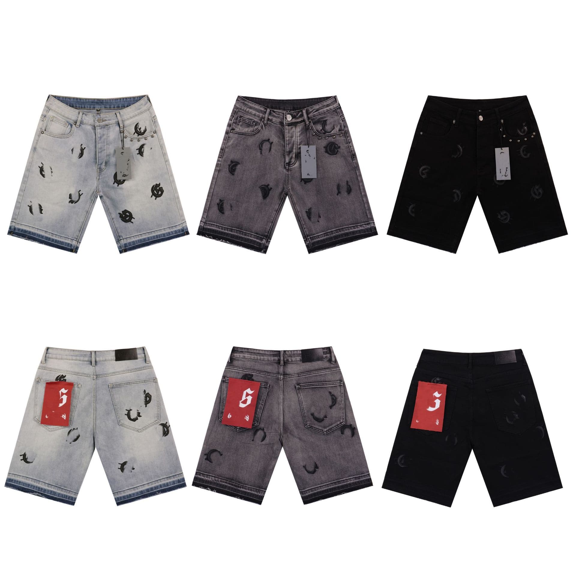 Denim Shorts 2025 Summer New Godspeed Letter Patch Fashion Brand Washed Sport Casual Pants Men