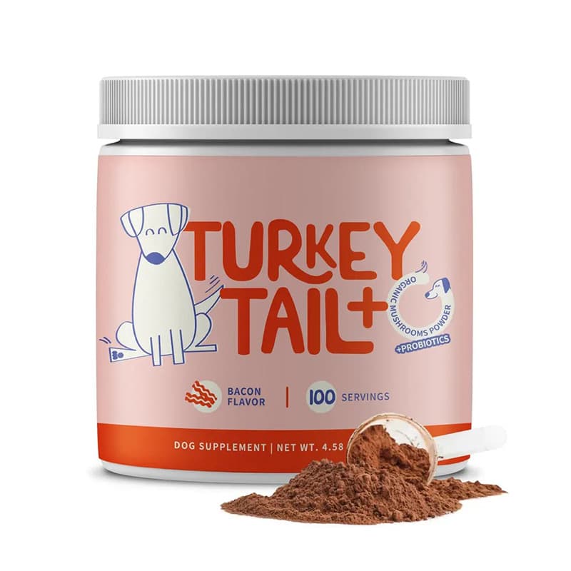 Cross-border TK Hot-Selling Turkey Tail + Dog Intestinal Health with Turkey Tail + Probiotics Bacon Flavor Mushroom Powder