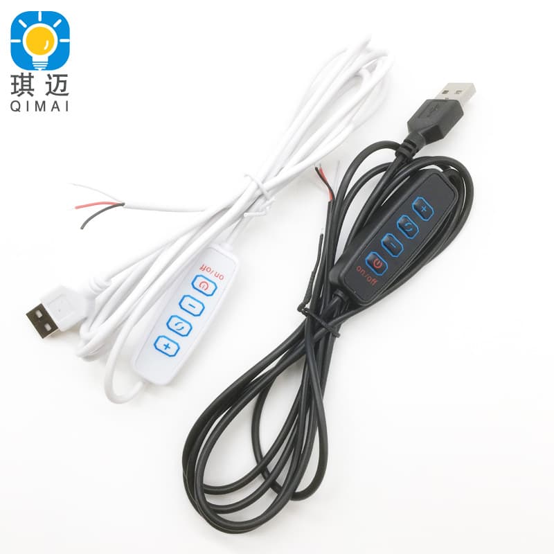 Dimming and color adjustment switch cable, USB light picture, 5V three-color fill light switch, four-button LED live broadcast light control cable