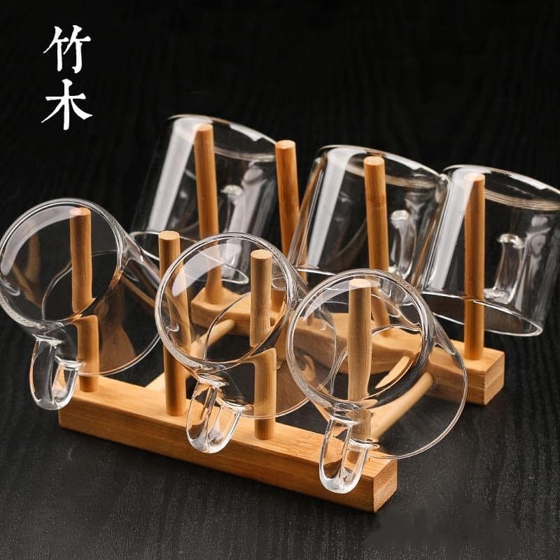 Wooden Cup Rack Tea Set Drainage Water Cup Holder Dustproof Creative Storage Rack Home Use Cup Holder Kitchen Storage Organizer