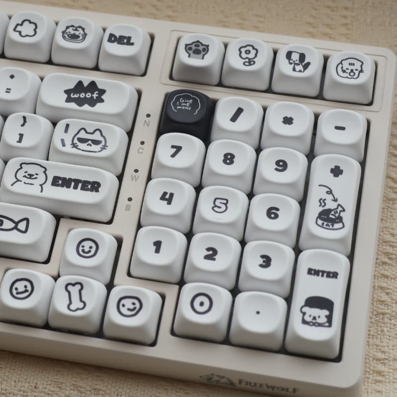 Cat and Dog Keycaps PBT Five-Side Dye-Sublimation Custom Keycaps for ATK68/Lang/Zhu F87/98/104
