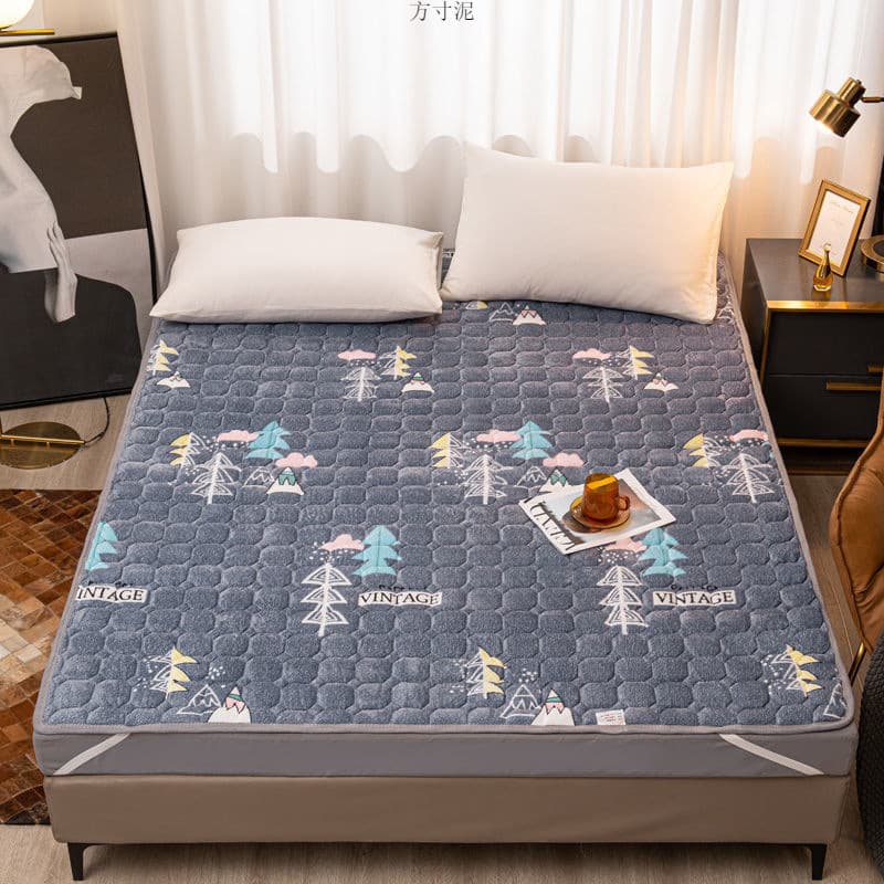 Flannel Thickened Mattress, Spring/Winter Dual-Use Bed Pad, Dormitory Double/Single Student Sleeping Mat, Washable