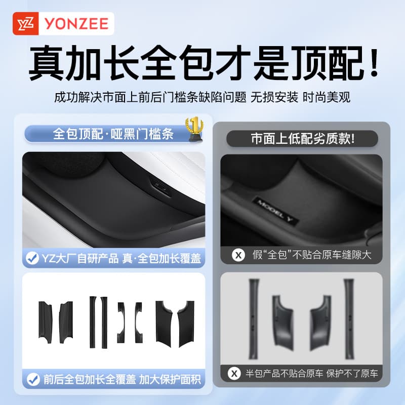 YZ for Tesla Model Y/3 refresh edition rear sill protector, seat kick guard, and corner accessories