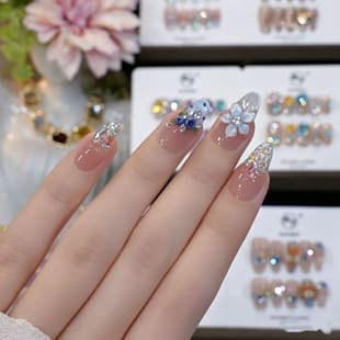 [Blueberry] New Handmade Press-On Nails, Luxury Cat Eye Gel, Brightening White Effect, Handcrafted Nail Tips