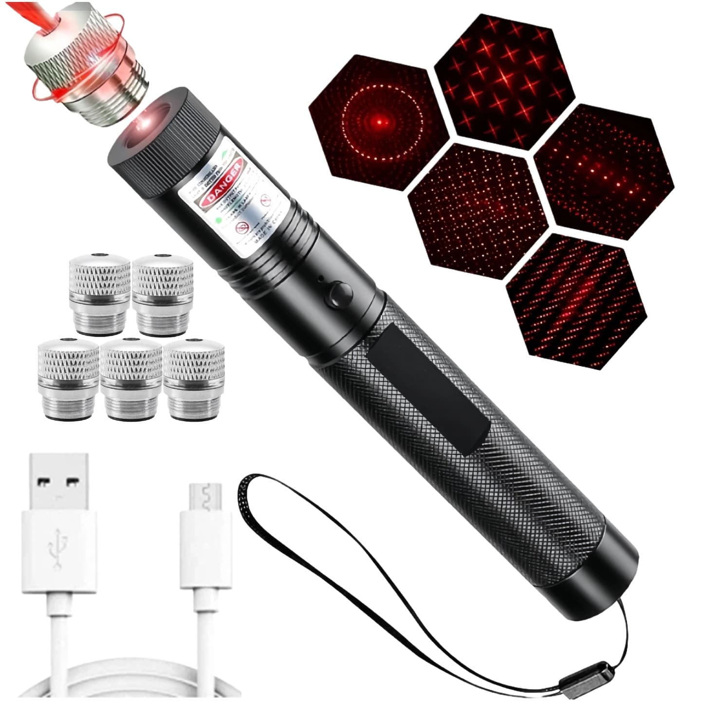 Rechargeable USB Laser303 Laser Flashlight Red/Green Light Starlight Laser Pointer Rescue Star Pointer