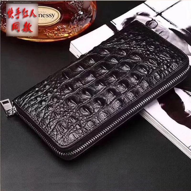 Crocodile Pattern Wallet Men's Long Clutch Soft Leather Zipper Large Bill Holder Multi-Card Slots Social Men's Bag Business Casual